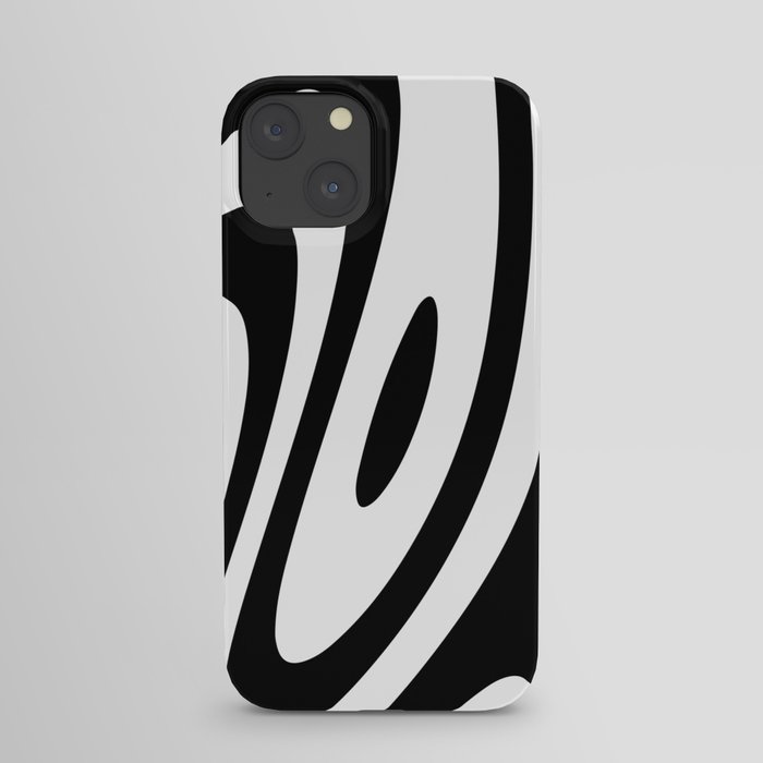 Black and White Groovy Zebra Liquid Stripes Design iPhone Case