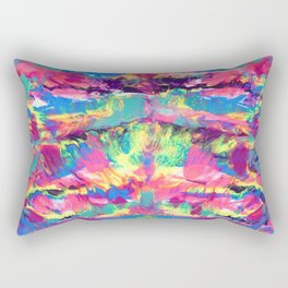 Rainbow Abstract Rorschach Style Painting Rectangular Pillow