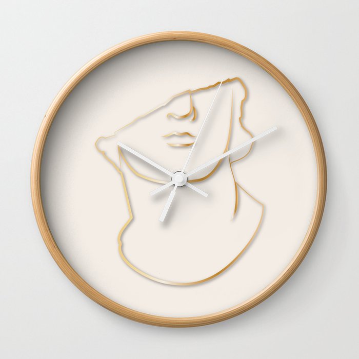 Cracked Bust Gold Outline Print Wall Clock