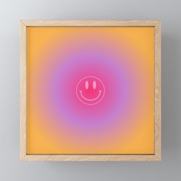 Be Happy - Colorful Gradient  Framed Mini Art Print | Aura, Retro, Cool, Funny, Aesthetic, Cozy, Colourful, Smiley Face, Smile Emoji, Dorm 