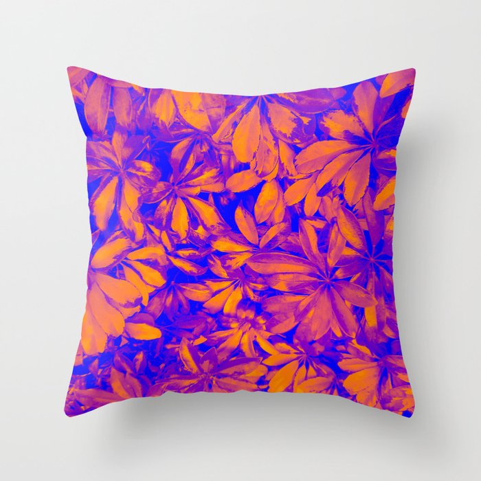 Golden Purple Floral Shrub Throw Pillow