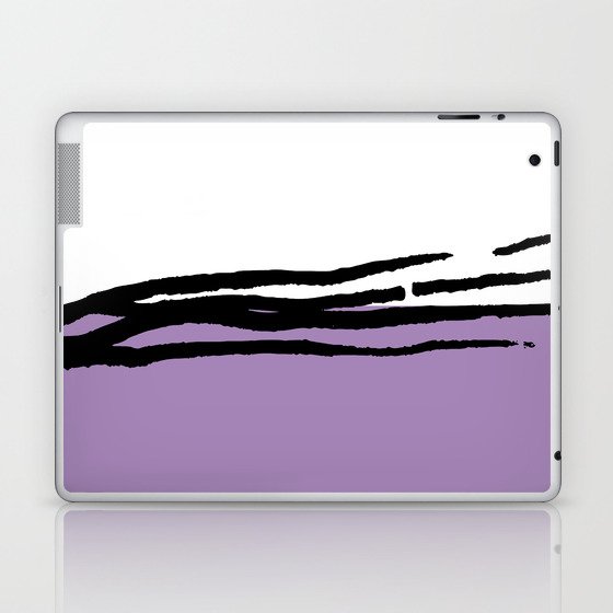 Abstract Line Art Black White Purple Violet Lavender Laptop & iPad Skin