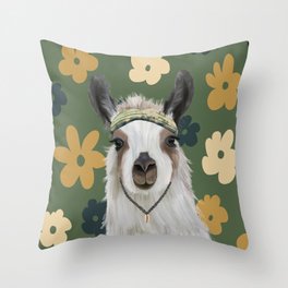 Boho Llama Throw Pillow