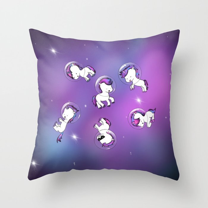 Space Unicorns Throw Pillow