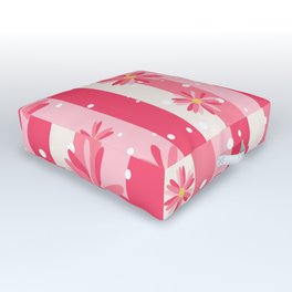 Flowers and Stripes Outdoor Floor Cushion