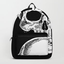 Skull Horror Makes Me Happy Black White Red Backpack