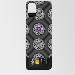 Black Grey Background for Oriental Ethereal White Flowers Android Card Case