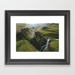 Hidden Waterfall valley in the Icelandic Highlands – Landscape Photography Framed Art Print