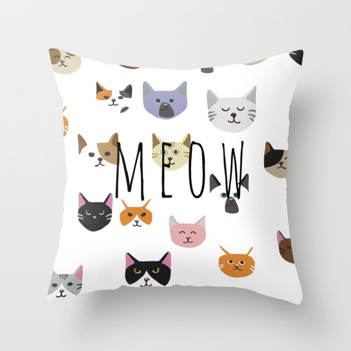 Cute cats and meow iPhone-Galaxy case Throw Pillow