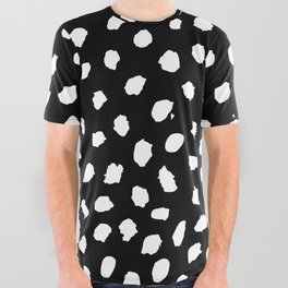 Black and White Brushstroke Dots All Over Graphic Tee