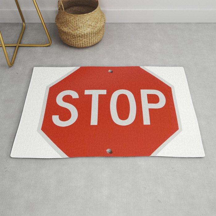 Red Traffic Stop Sign Rug