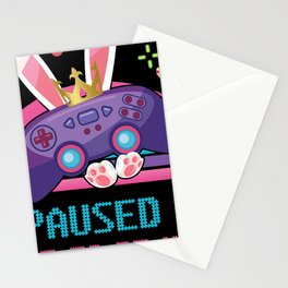 Paused Game Gamer Gaming Rabbit Easter Sunday Stationery Card