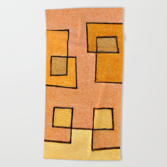 Protoglifo 04 'yellow hugging pink' Beach Towel