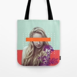 Graphic and contemporary blindfolded girl - photo by Ierdnall (CC by-SA 2.0) and Vecteezy.com Tote Bag