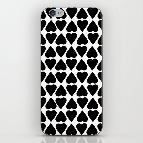 Diamond Hearts Repeat Black iPhone Skin