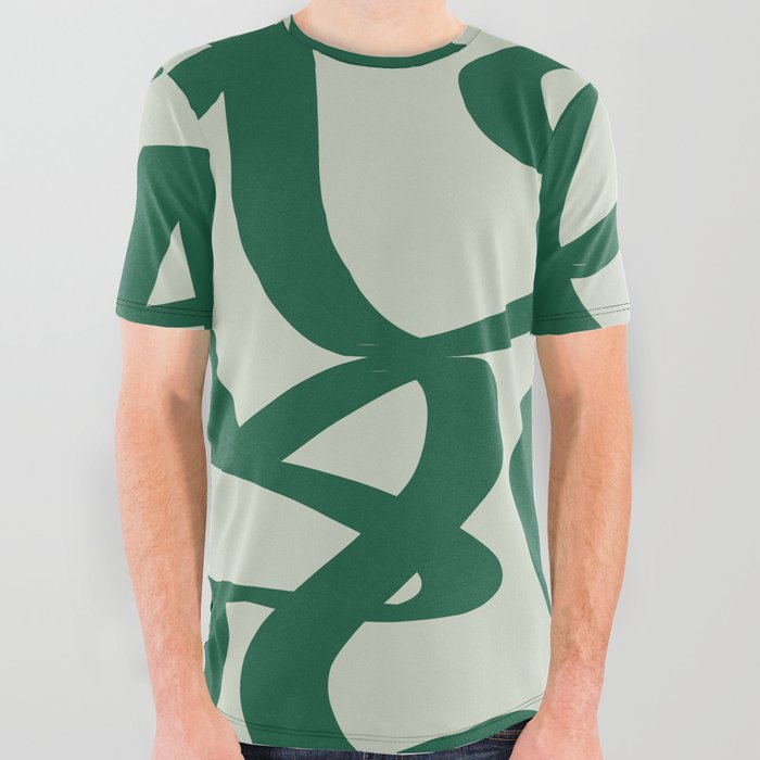 Abstract Brush Strokes Sage All Over Graphic Tee
