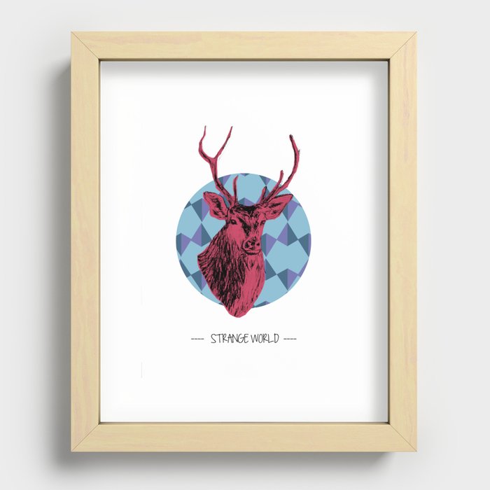 Strange world / crazy Deer Recessed Framed Print