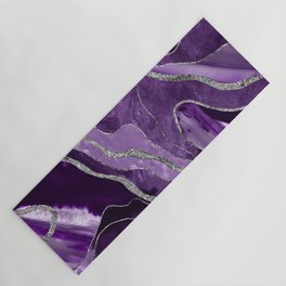 Purple Marble Agate Silver Glitter Glam #1 (Faux Glitter) #decor #art #society6 Yoga Mat