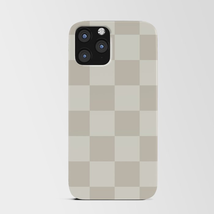 Checkerboard Check Checkered Pattern in Mushroom Beige and Cream iPhone Card Case
