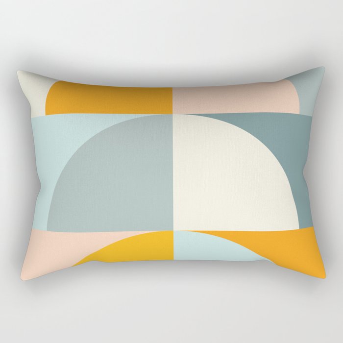 Summer Evening Geometric Shapes in Soft Blue and Orange Rectangular Pillow
