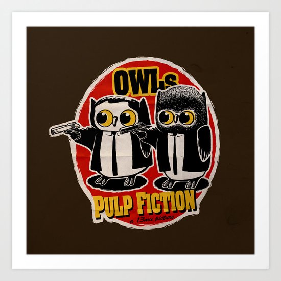 Owls Pulp Fiction Art Print