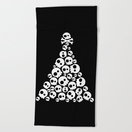 Skulls Christmas Tree Beach Towel