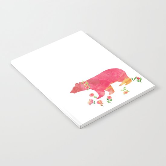 Bear with flowers - Animals Watercolor illustration Notebook