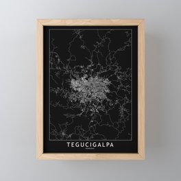 Tegucigalpa Black Map Framed Mini Art Print