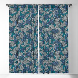 Blueberry garden, gray and blue Blackout Curtain
