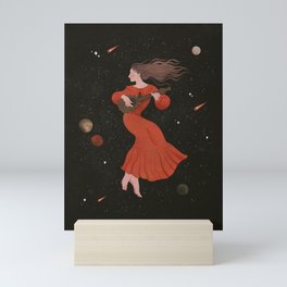 Mandoline Girl in the Night Sky Mini Art Print