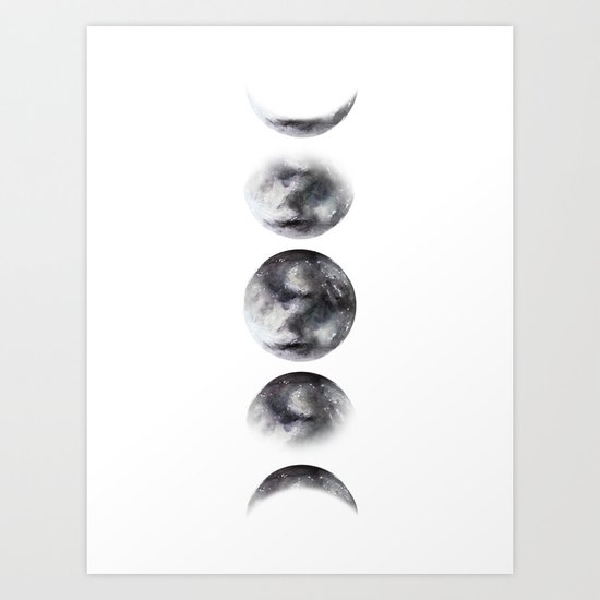 Moon Phases Watercolor Painting Art Print By Ccartstudio Society6