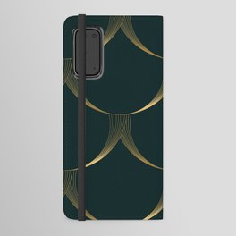 Geometric seamless pattern golden on green. Art deco style. background. Vintage. Android Wallet Case