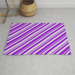 [ Thumbnail: Dark Violet and Light Gray Colored Lines Pattern Rug ]
