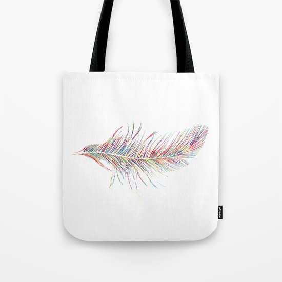 Rainbow Feather Tote Bag
