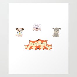 Easily Distracted By Dogs And Foxes Funny Animal Lover graphic Art Print | Cute, Lover, Doggie, Loves, Puppies, Funny, Women, Men, Boy, Girl 