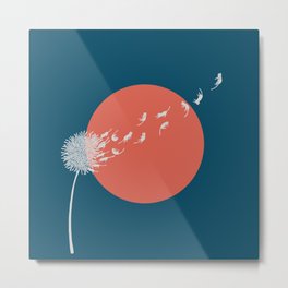 Cat and Plant 25: Cat Dandelion Metal Print | Fly, Cat, Dandelion, Dandelioncat, Wind, Redsun, Plant, Funart, Drawing, Minimalist 