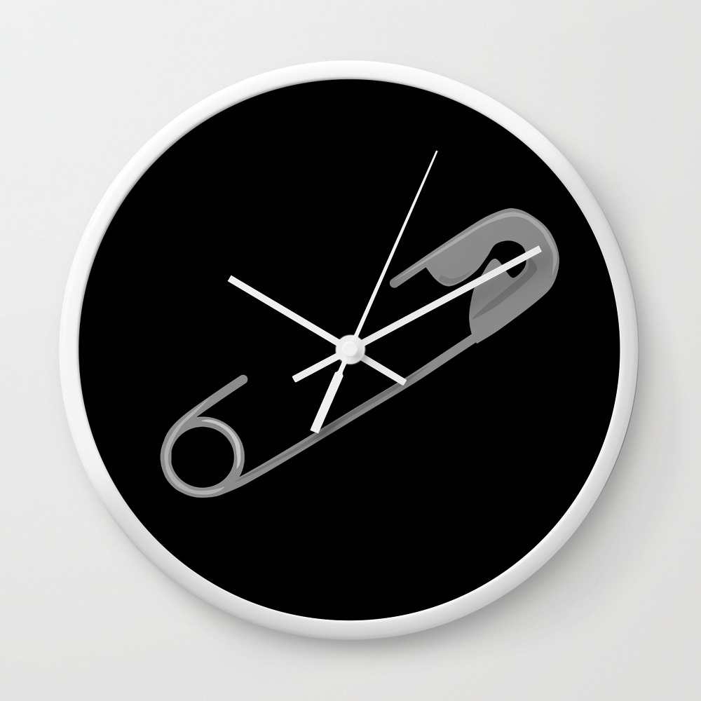 Safety Pin Wall Clock By Umeimages Society6