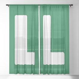 L (White & Olive Letter) Sheer Curtain
