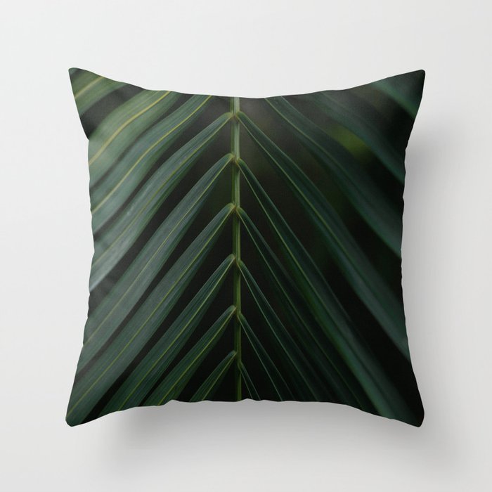 Dark green palm leaf Thailand Throw Pillow