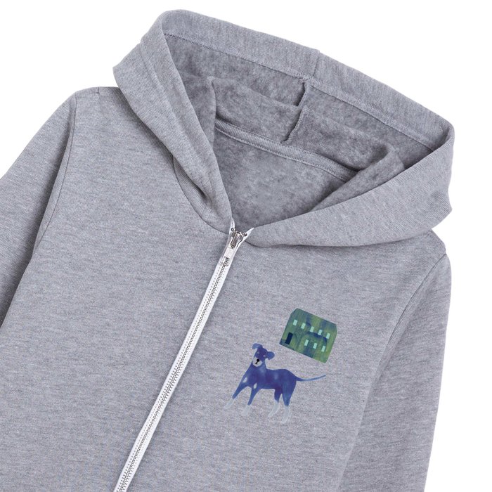 Dog and a House - Blue and Yellow Kids Zip Hoodie