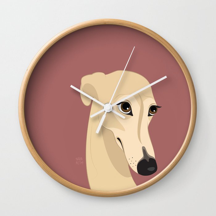 Shy greyhound Wall Clock