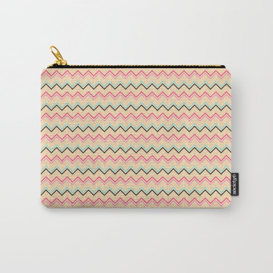 Pink And Blue Chevron Geometric Pattern Carry-All Pouch