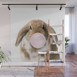 Bunny Blowing Bubble Gum, by Zouzounio Art Wall Mural