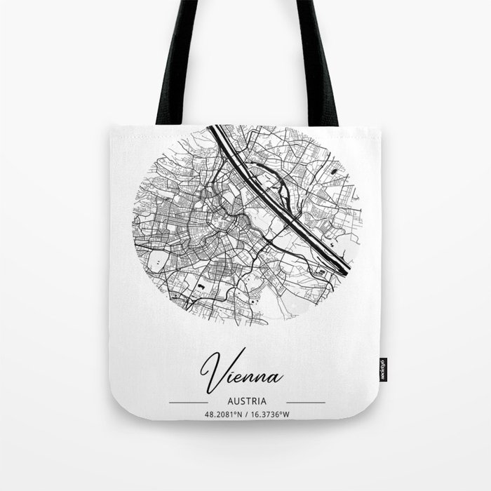 Vienna map coordinates Tote Bag