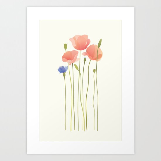 Blushing Poppies II Art Print