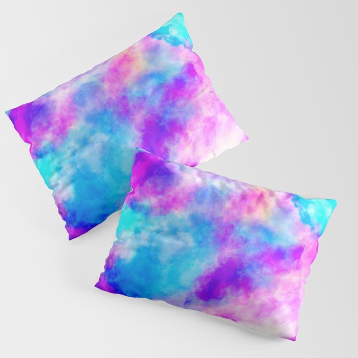 Modern hand painted neon pink teal abstract watercolor Pillow Sham