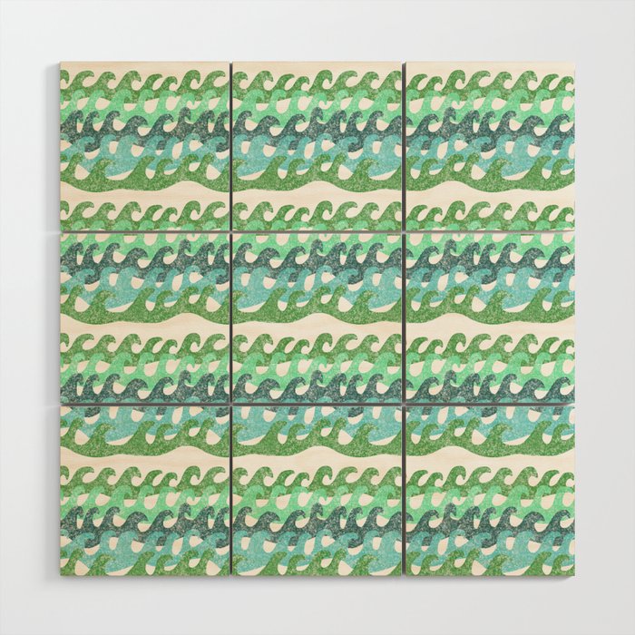 Oceana | Block Print Ocean Waves Wood Wall Art