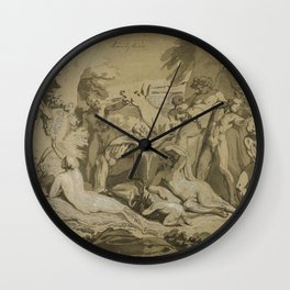 Nicolas Poussin - Drunken Silenus Satyr And Nymphs (n.d.) Wall Clock