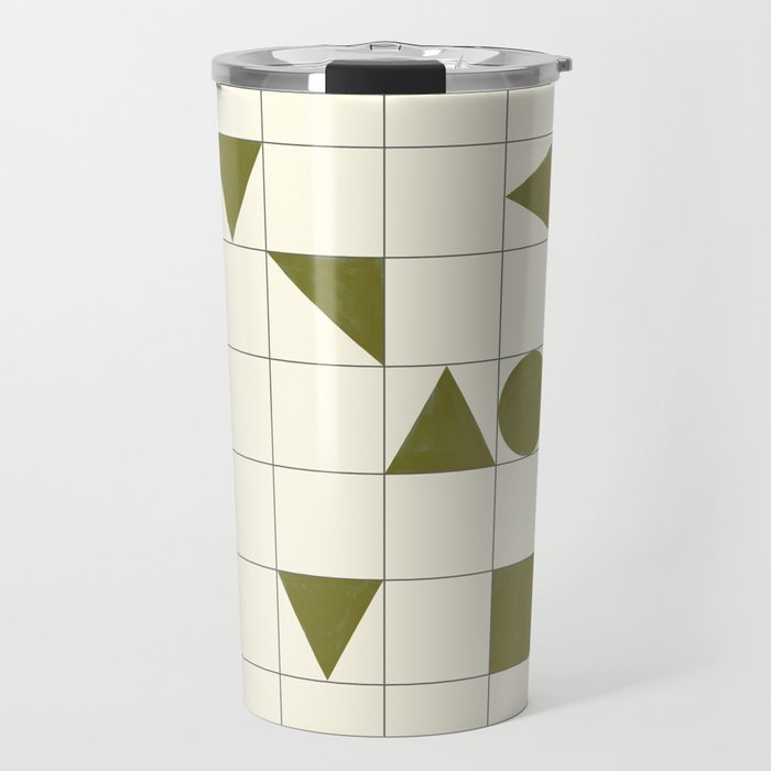 geo shapes-olive Travel Mug