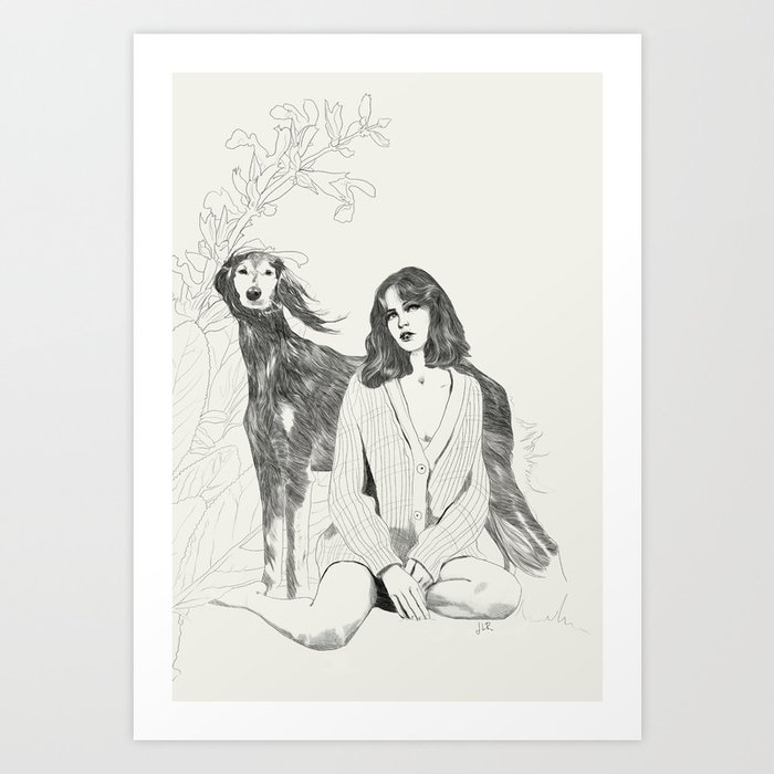 A Girl and Her Dog Art Print